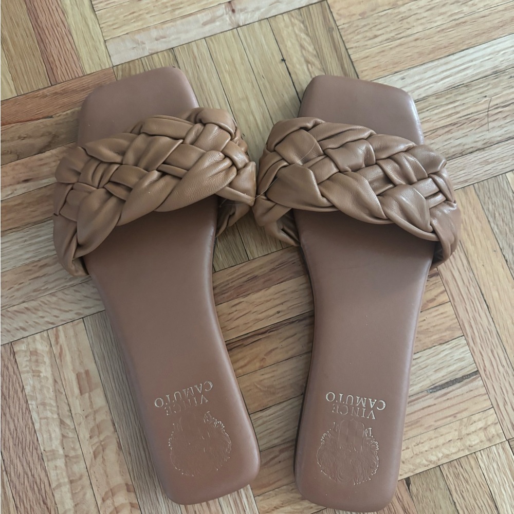Vince Camuto Brown Braided Slide Sandals